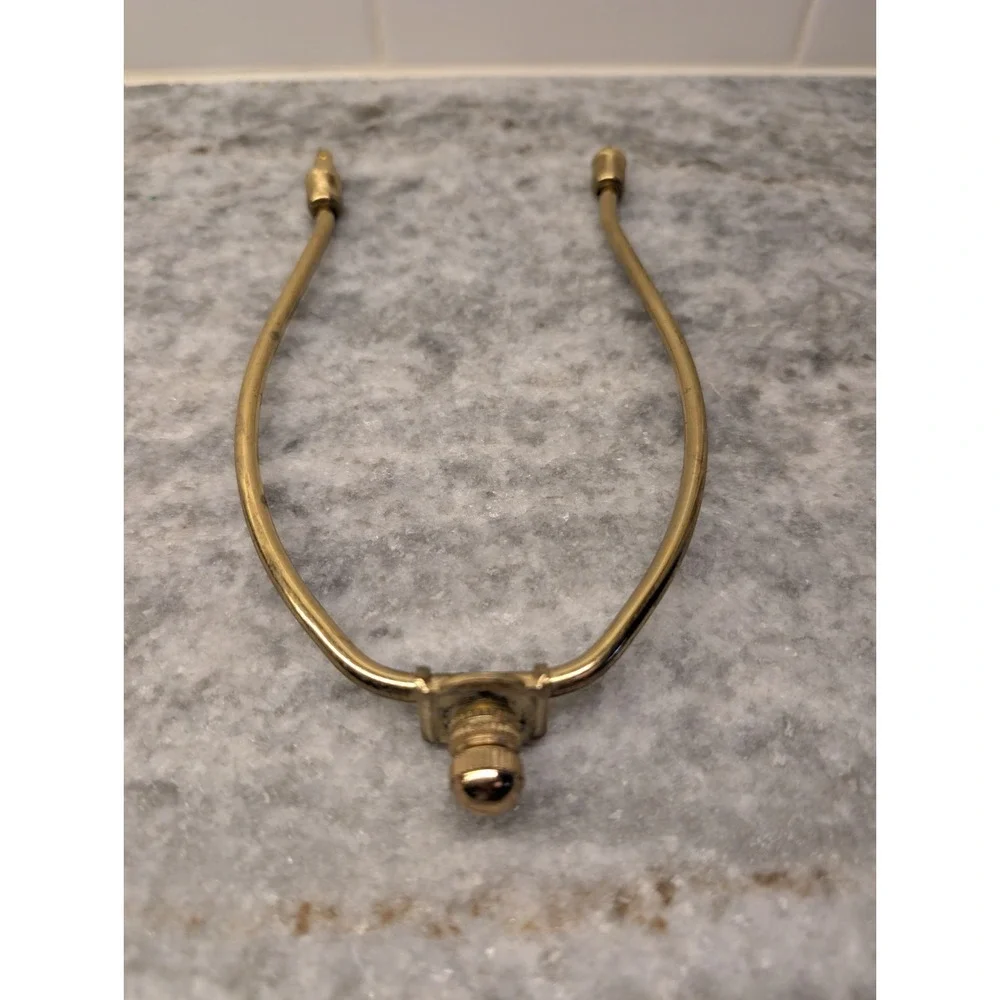 7 3/4in‎ Tall Bright Brass Lamp Harp & Finial